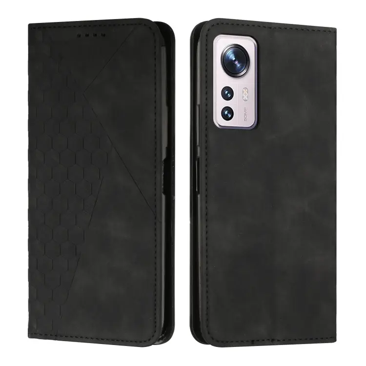 For Xiaomi 12 Lite Diamond Splicing Skin Feel Magnetic Leather Phone Case(Black)