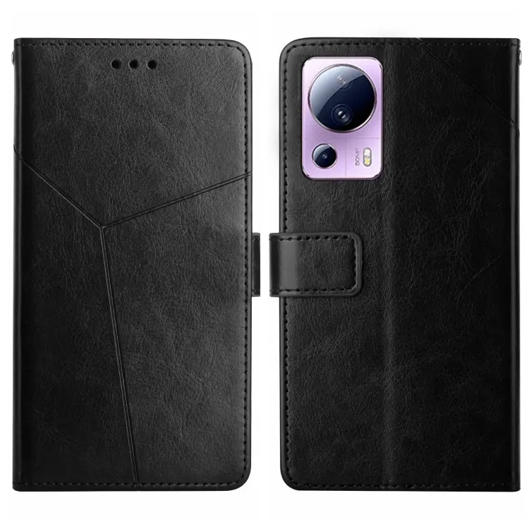 For Xiaomi 12 Lite NE HT01 Y-shaped Pattern Flip Leather Phone Case(Black)