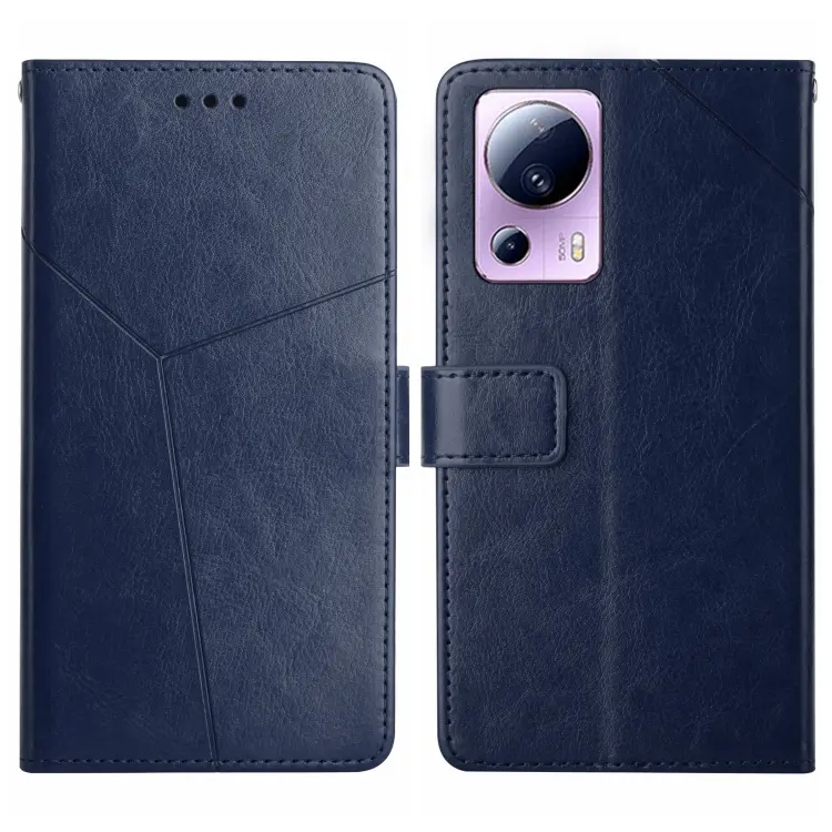 For Xiaomi 12 Lite NE HT01 Y-shaped Pattern Flip Leather Phone Case(Blue)