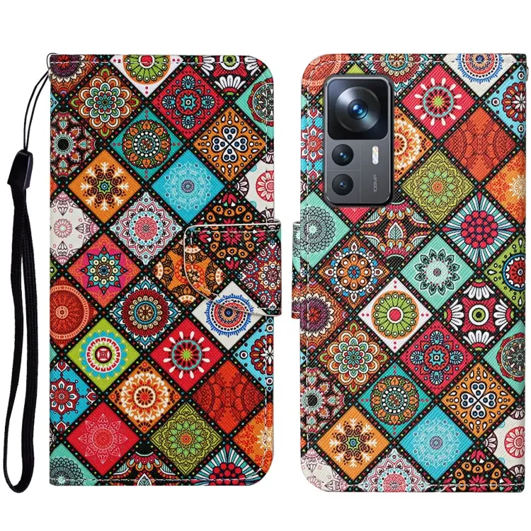For Xiaomi 12T / 12T Pro / Redmi K50 Ultra Colored Drawing Pattern Leather Phone Case(Ethnic Style)