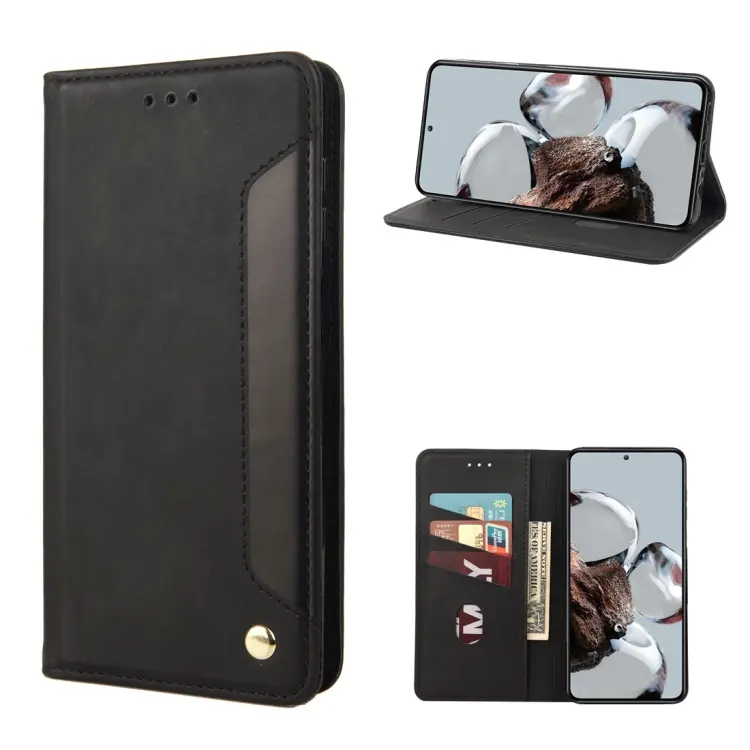 For Xiaomi 12T / 12T Pro / Redmi K50 Ultra Skin Feel Splicing Leather Phone Case(Black)