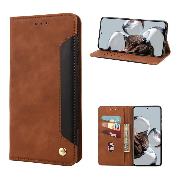 For Xiaomi 12T / 12T Pro / Redmi K50 Ultra Skin Feel Splicing Leather Phone Case(Brown)