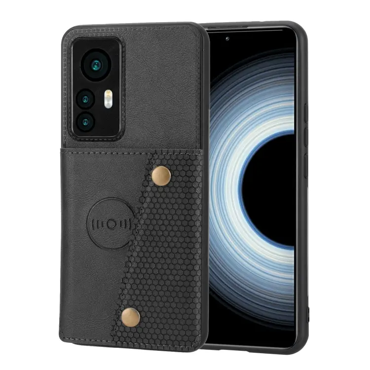 For Xiaomi 12T Pro Double Buckle Card Slots Magnetic Phone Case(Black)