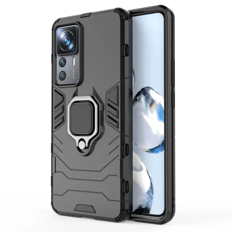 For Xiaomi 12T Pro Magnetic Ring Holder PC + TPU Phone Case(Black)
