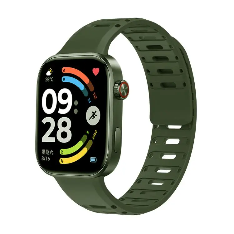 For Xiaomi Band 10 Pro / Redmi Watch 6 / 5 Nail Buckle Magnetic Two Color Silicone Watch Band(Dark Green)