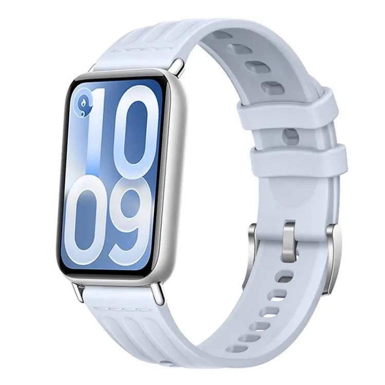 For Xiaomi Band 10 Pro / Redmi Watch 6 / 5 One Line Triple Loop Design Solid Color Silicone Watch Band(Ice Crystal Blue)