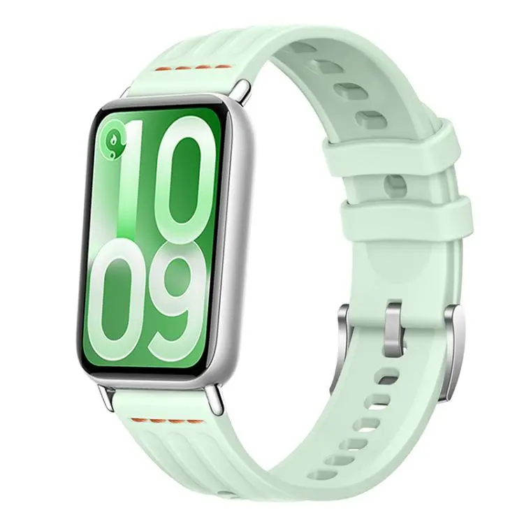 For Xiaomi Band 10 Pro / Redmi Watch 6 / 5 One Line Triple Loop Design Solid Color Silicone Watch Band(Light Mint)
