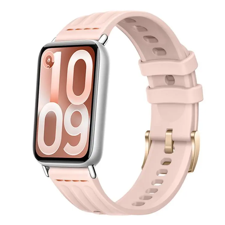 For Xiaomi Band 10 Pro / Redmi Watch 6 / 5 One Line Triple Loop Design Solid Color Silicone Watch Band(Milkshake Pink)