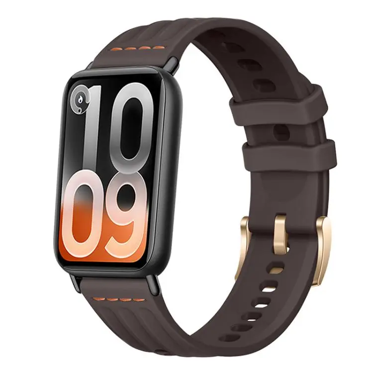 For Xiaomi Band 10 Pro / Redmi Watch 6 / 5 One Line Triple Loop Design Solid Color Silicone Watch Band(Mocha Brown)