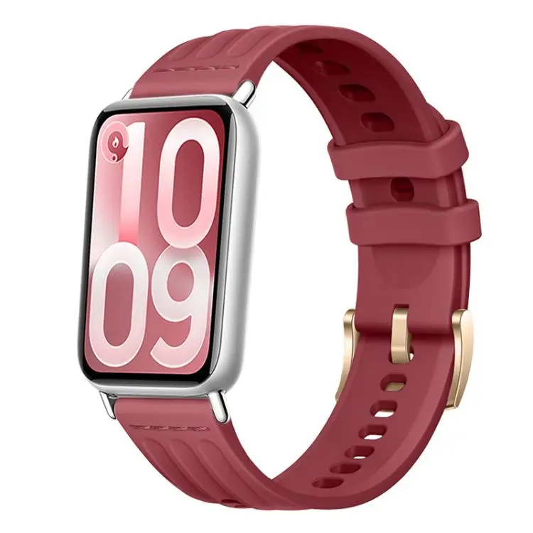 For Xiaomi Band 10 Pro / Redmi Watch 6 / 5 One Line Triple Loop Design Solid Color Silicone Watch Band(Ruby Red)