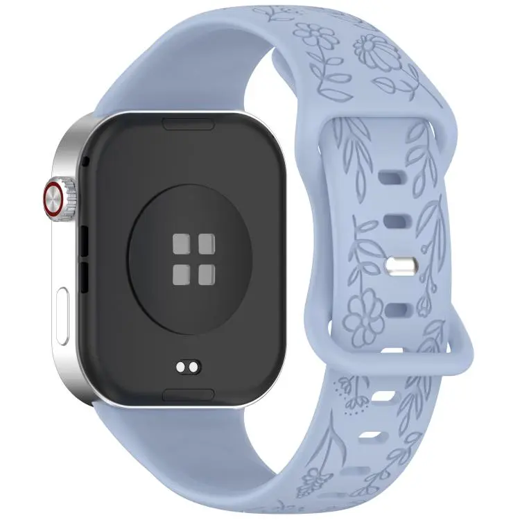 For Xiaomi Band  10 Pro / Redmi Watch 6 / 5 Sunflower Pattern Butterfly Buckle Silicone Watch Band(Light Blue)