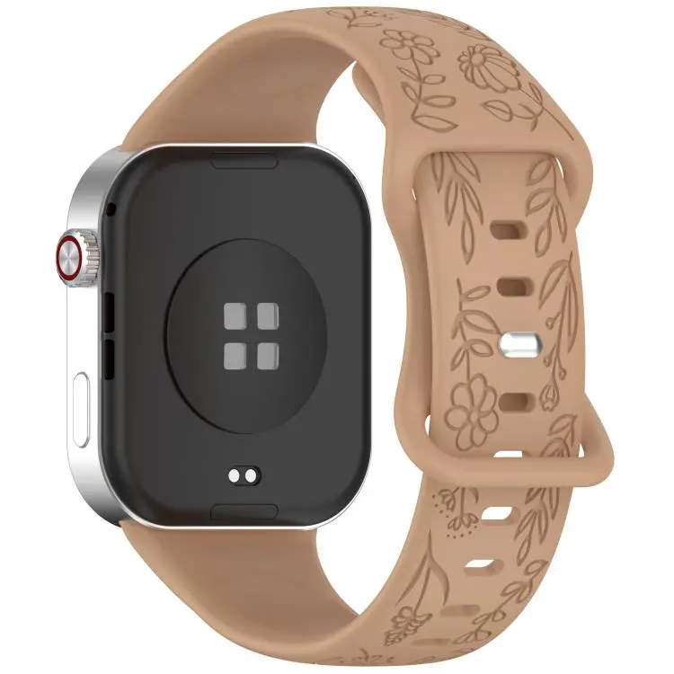 For Xiaomi Band  10 Pro / Redmi Watch 6 / 5 Sunflower Pattern Butterfly Buckle Silicone Watch Band(Milk Tea)