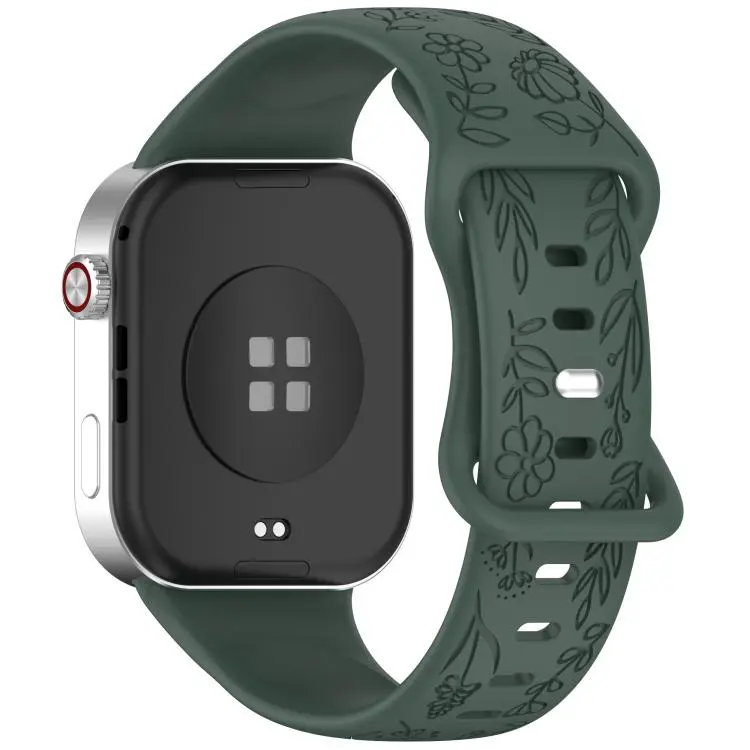 For Xiaomi Band  10 Pro / Redmi Watch 6 / 5 Sunflower Pattern Butterfly Buckle Silicone Watch Band(Pine Green)