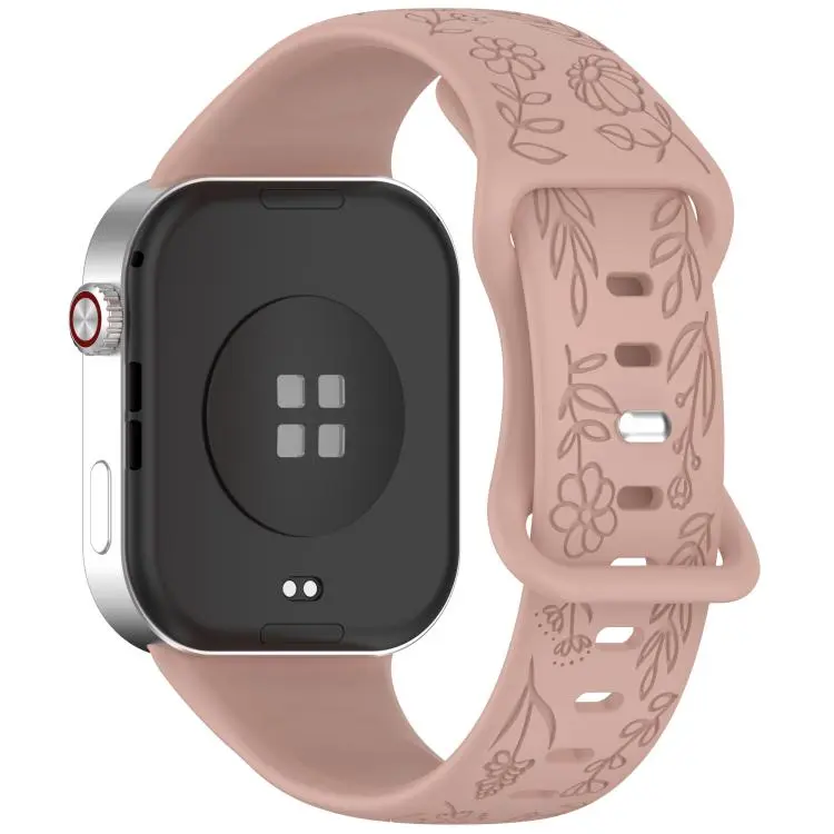 For Xiaomi Band  10 Pro / Redmi Watch 6 / 5 Sunflower Pattern Butterfly Buckle Silicone Watch Band(Sand Pink)