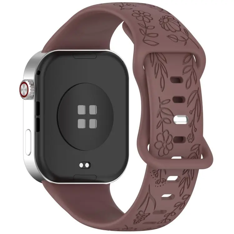 For Xiaomi Band  10 Pro / Redmi Watch 6 / 5 Sunflower Pattern Butterfly Buckle Silicone Watch Band(Smoky Purple)