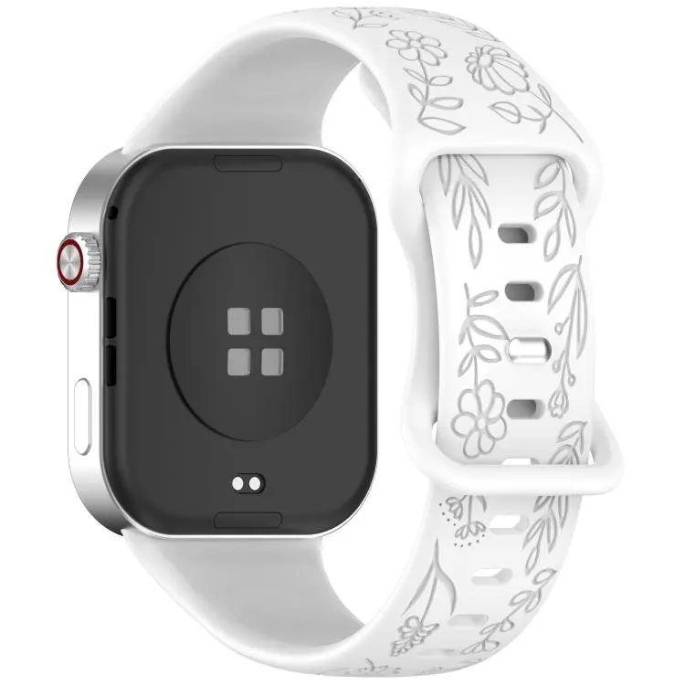 For Xiaomi Band  10 Pro / Redmi Watch 6 / 5 Sunflower Pattern Butterfly Buckle Silicone Watch Band(White)