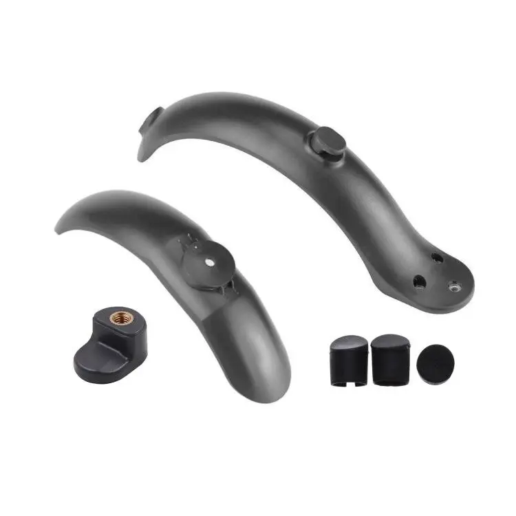 For Xiaomi Mijia M365 Electric Scooter Front and Rear Mudguards with Hooks and White Screw Plugs(Black)