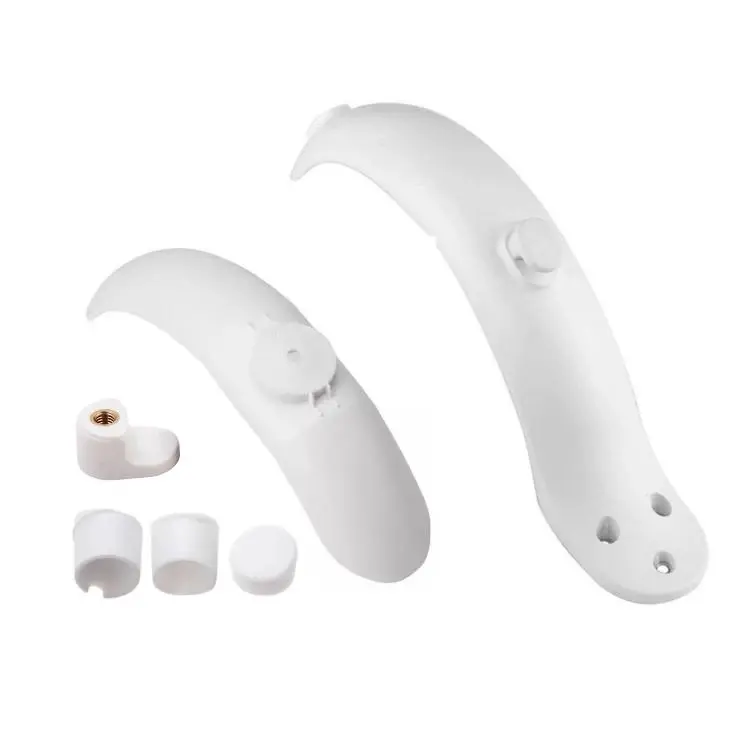 For Xiaomi Mijia M365 Electric Scooter Front and Rear Mudguards with Hooks and White Screw Plugs(White)