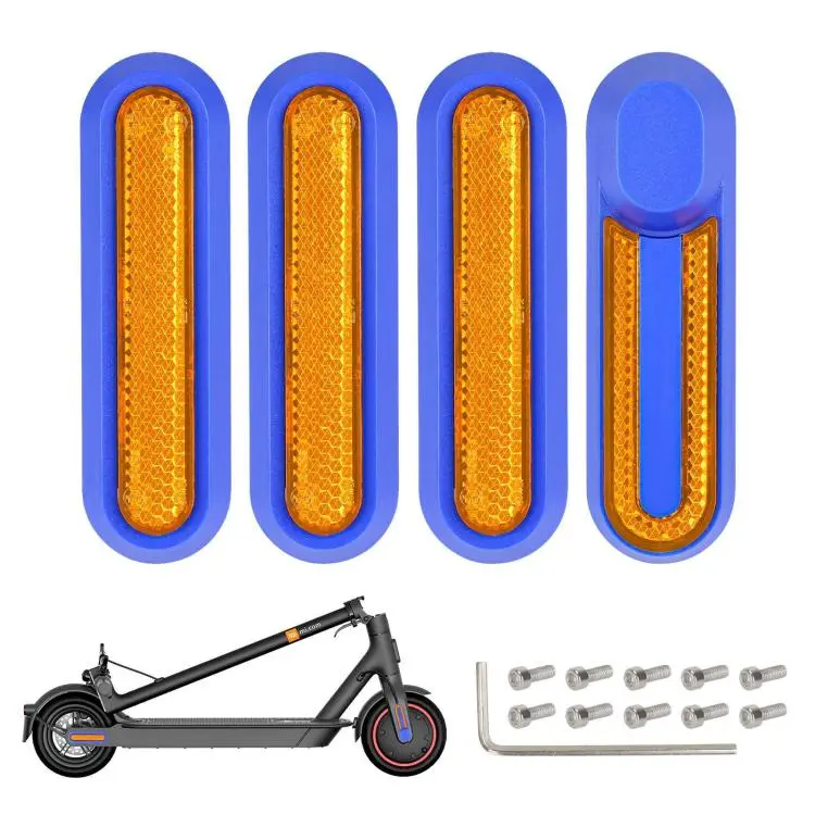 For Xiaomi Mijia M365 Pro / Pro 2 / 1S 4 in 1 Electric Scooter Wheel Decorative Side Cover Plastic Block Reflective Strip with Screws(Blue + Yellow)