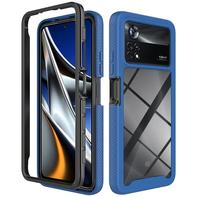 For Xiaomi Poco X4 Pro 5G Starry Sky Solid Color Shockproof TPU Clear PC Phone Case(Dark Blue)