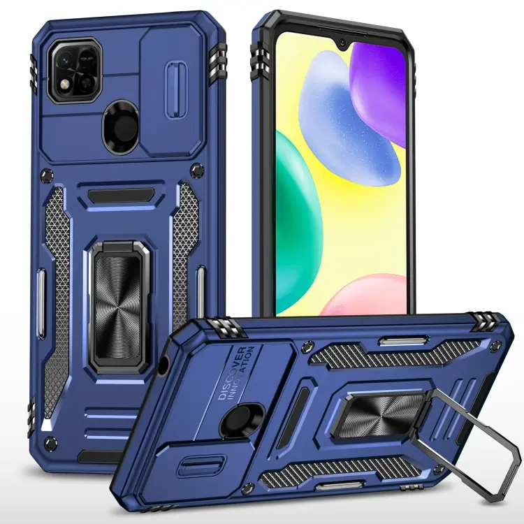 For Xiaomi Redmi 10C Armor PC + TPU Camera Shield Phone Case(Navy Blue)