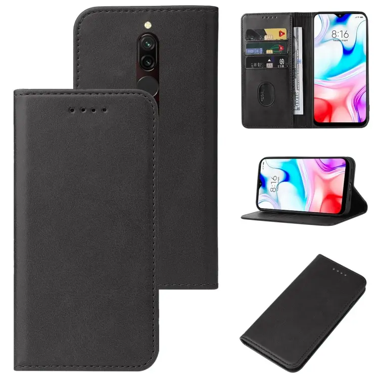 For Xiaomi Redmi 8 Magnetic Closure Leather Phone Case(Black)