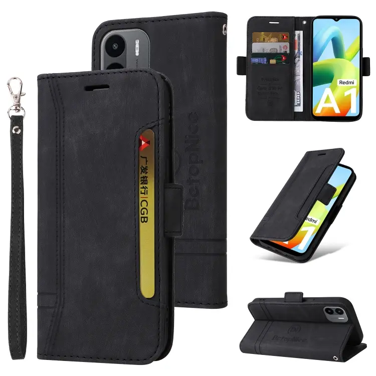 For Xiaomi Redmi A1 4G BETOPNICE Dual-side Buckle Leather Phone Case(Black)