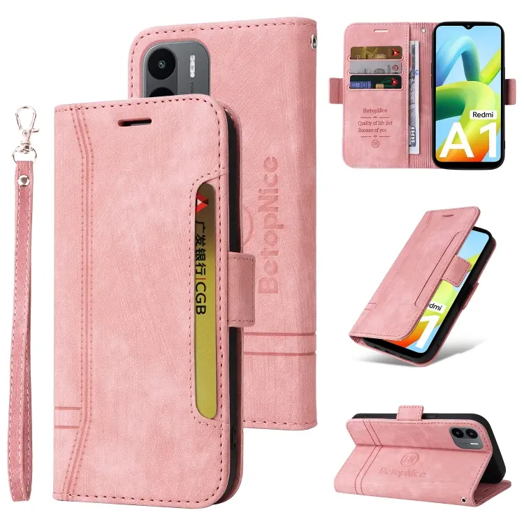 For Xiaomi Redmi A1 4G BETOPNICE Dual-side Buckle Leather Phone Case(Pink)