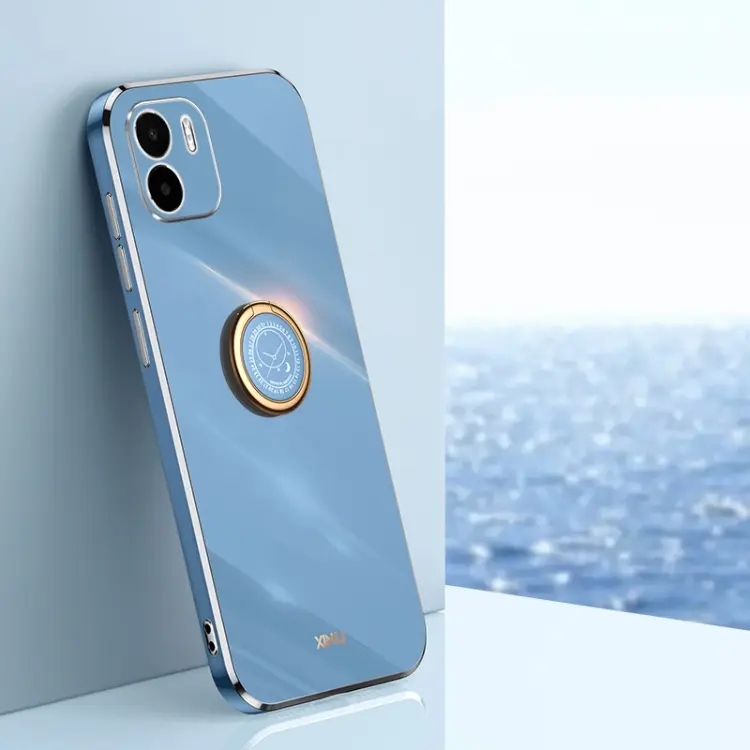 For Xiaomi Redmi A1 4G XINLI Straight Edge 6D Electroplate TPU Phone Case with Ring Holder(Celestial Blue)
