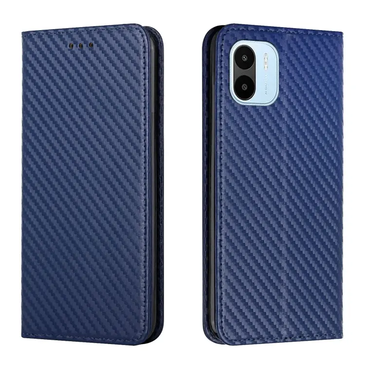 For Xiaomi Redmi A1 Carbon Fiber Texture Magnetic Flip Leather Phone Case(Blue)