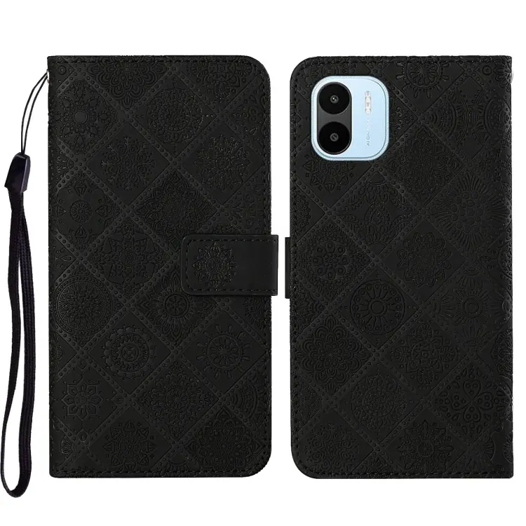 For Xiaomi Redmi A1 Ethnic Style Embossed Pattern Leather Phone Case(Black)