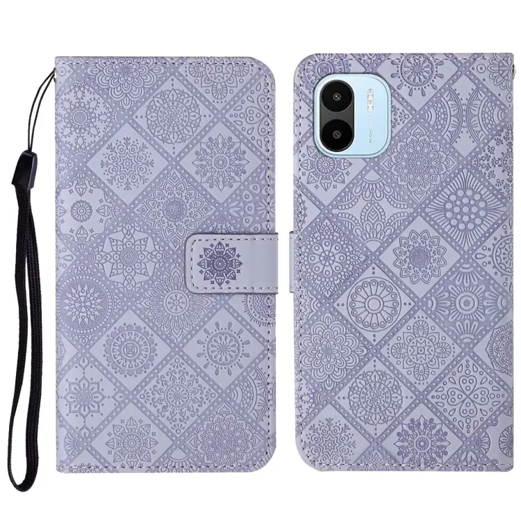 For Xiaomi Redmi A1 Ethnic Style Embossed Pattern Leather Phone Case(Purple)