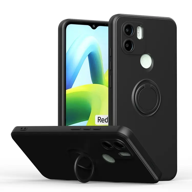 For Xiaomi Redmi A1 Ring Kickstand TPU Silicone Phone Case(Black)