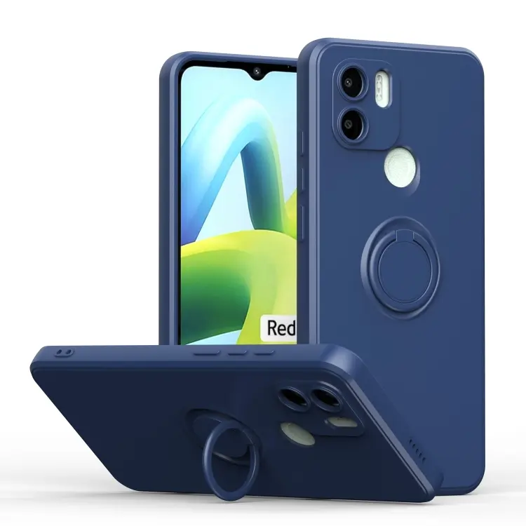 For Xiaomi Redmi A1 Ring Kickstand TPU Silicone Phone Case(Dark Blue)