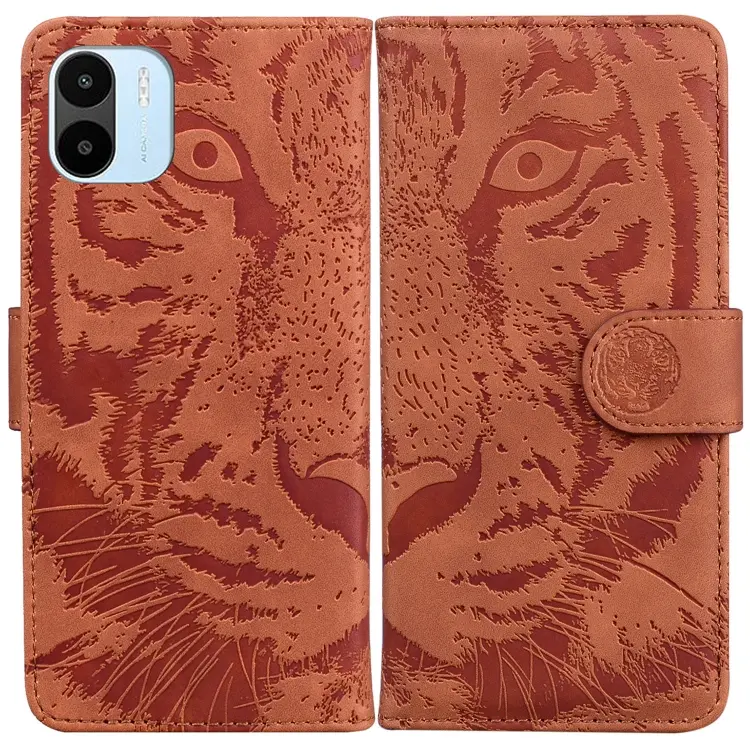 For Xiaomi Redmi A1 Tiger Embossing Pattern Horizontal Flip Leather Phone Case(Brown)