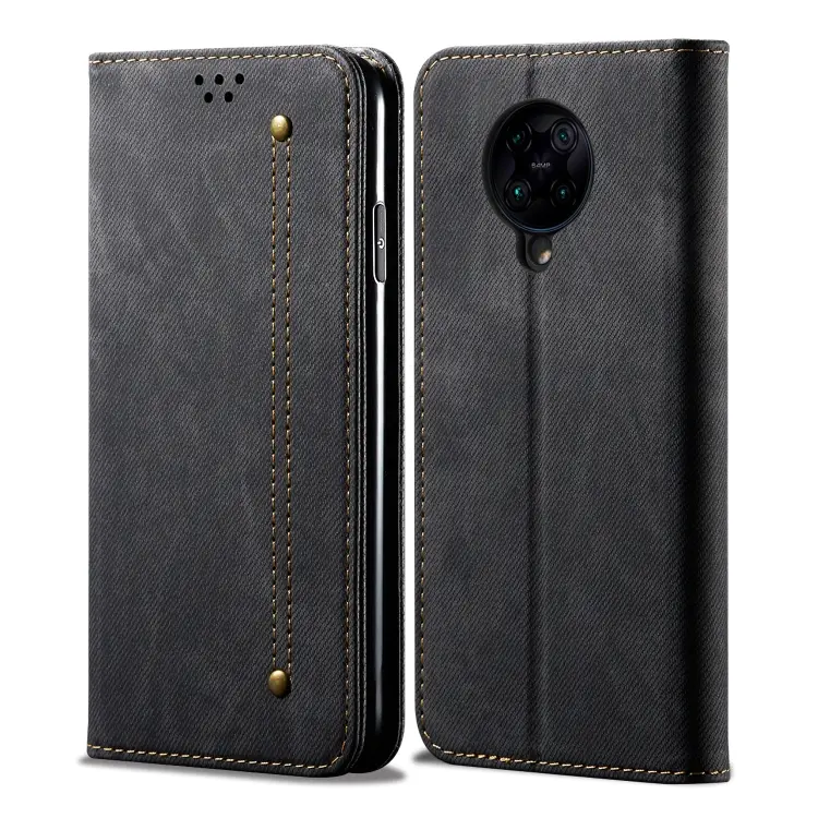 For Xiaomi Redmi K30 Pro / POCO F2 Denim Texture Casual Style Horizontal Flip Leather Case with Holder & Card Slots & Wallet(Black)