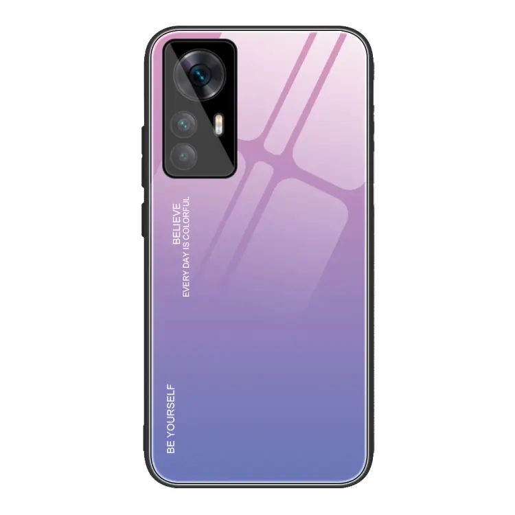 For Xiaomi Redmi K50 Ultra / 12T / 12T Pro Gradient Color Glass Phone Case(Pink Purple)