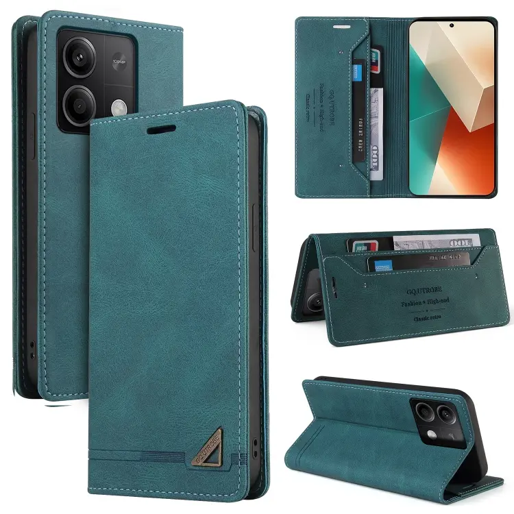 For Xiaomi Redmi Note 13 5G Skin Feel Anti-theft Brush Horizontal Flip Leather Case with Holder(Blue)