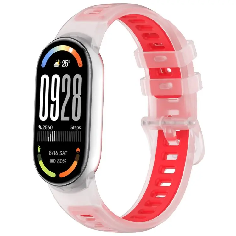 For Xiaomi Smart Band 11 / 10 / 9 / 8 Translucent Jelly Silicone Watch Band(Translucent Red)