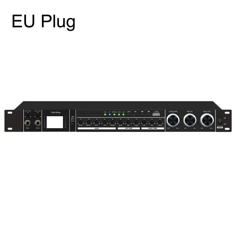 FX9plus Digital Karaoke Pre-Amplifier With Bluetooth USB DSP Reverb Effect Processor EU Plug(Black)