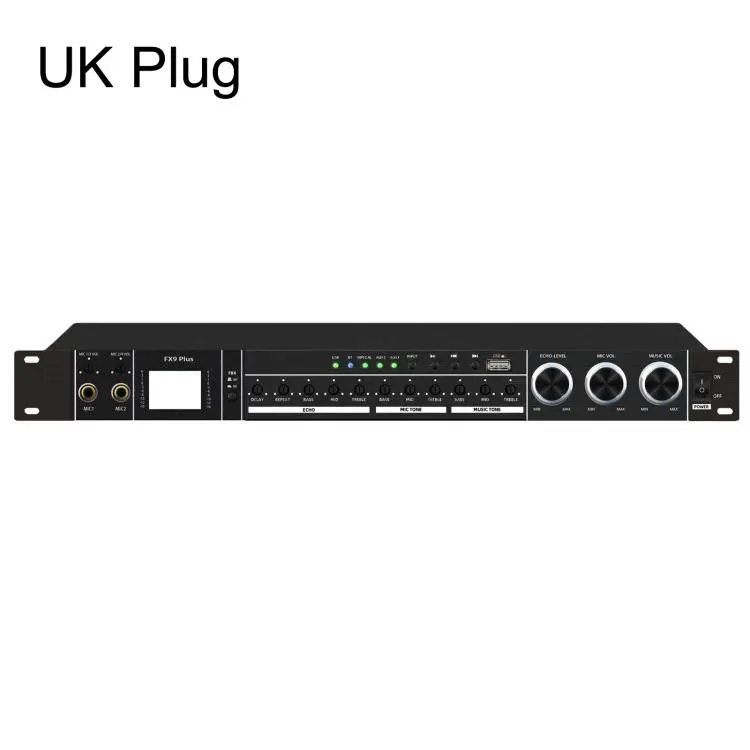 FX9plus Digital Karaoke Pre-Amplifier With Bluetooth USB DSP Reverb Effect Processor UK Plug(Black)
