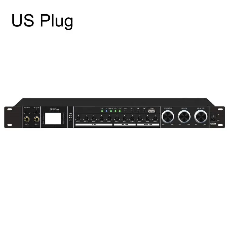 FX9plus Digital Karaoke Pre-Amplifier With Bluetooth USB DSP Reverb Effect Processor US Plug(Black)
