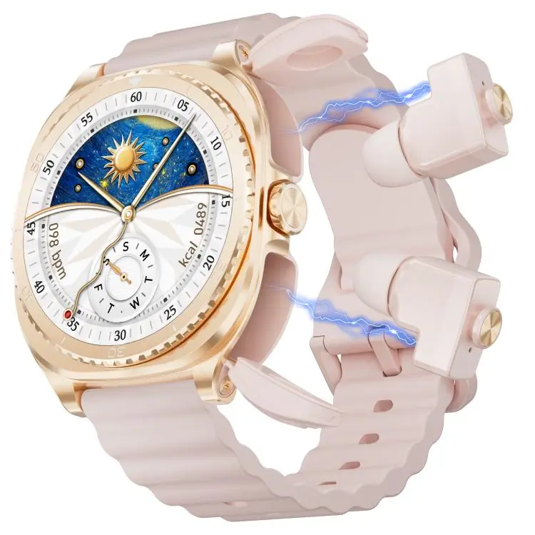 G99 1.53-inch Display 2-in-1 Smart Sports Watch TWS Bluetooth Earphones(Gold Pink)