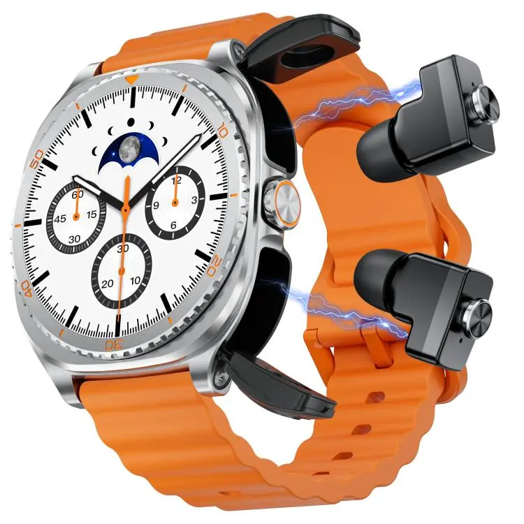 G99 1.53-inch Display 2-in-1 Smart Sports Watch TWS Bluetooth Earphones(Silver Orange)