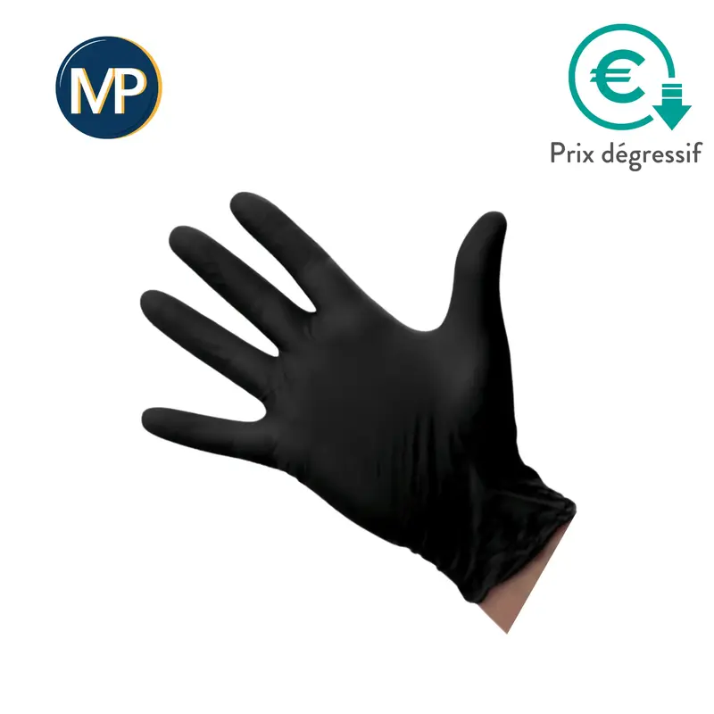 Gants d'examen - Nitrile Noir - Sans poudre - Boîte de 100 - My Podologie