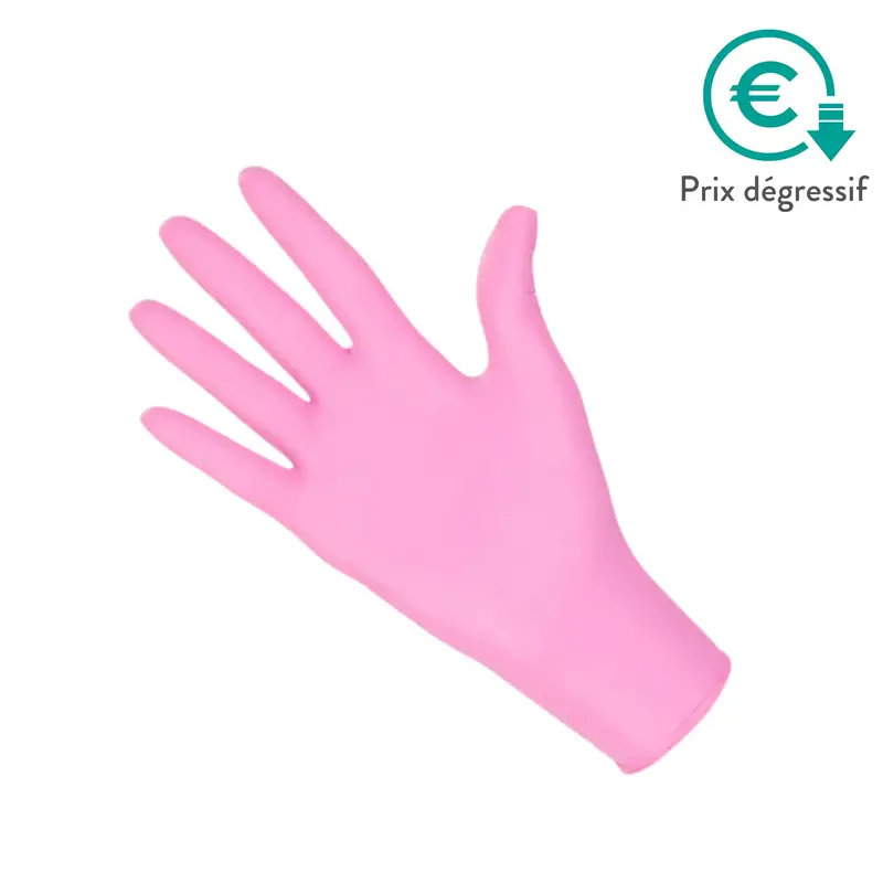 Gants d'examen - Nitrile Rose - Sans poudre - Boîte de 100 - My Médical