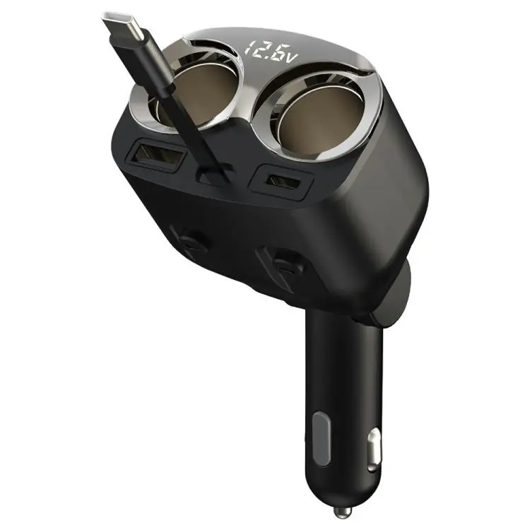 GE12 Voltage Display Independent Switch Multi-Port Car Charger 120W Cigarette Lighter Socket