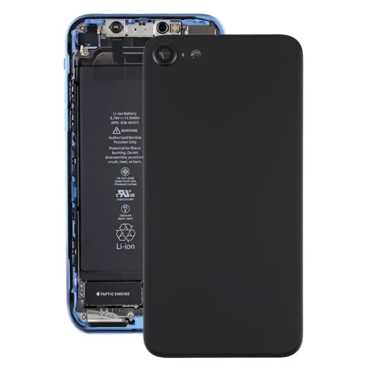 Glass Battery Back Cover with Camera Lens Frame for iPhone SE 2020(Black)