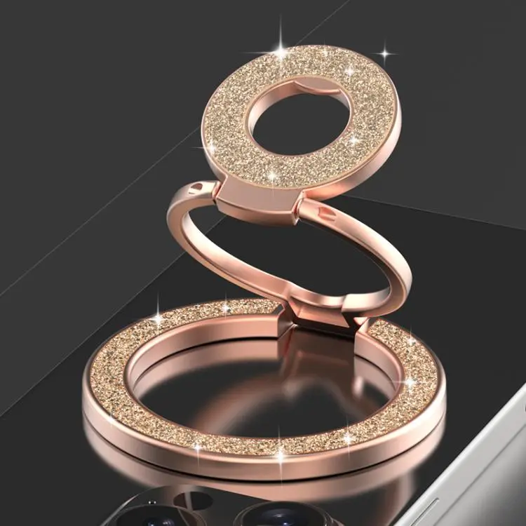 Glitter Triple Fold Double-Sided Magnetic MagSafe Metal Phone Holder(Rose Gold)