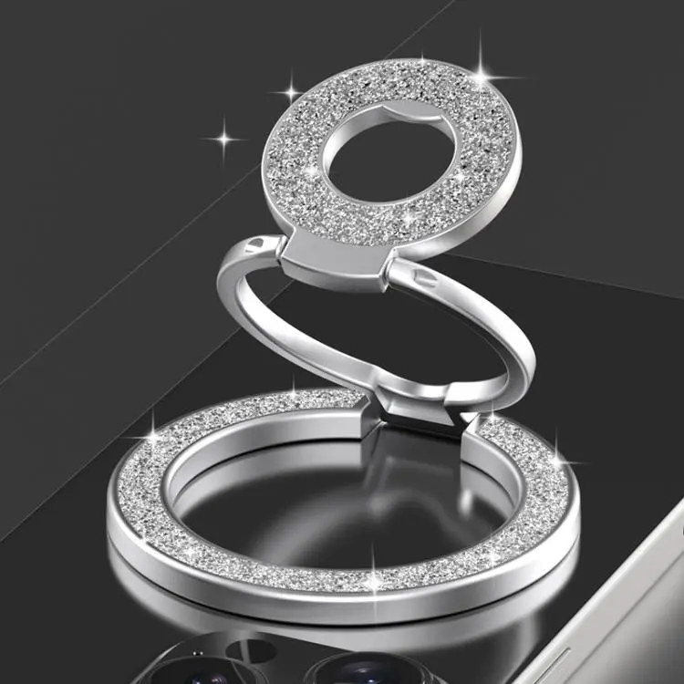 Glitter Triple Fold Double-Sided Magnetic MagSafe Metal Phone Holder(Silver)